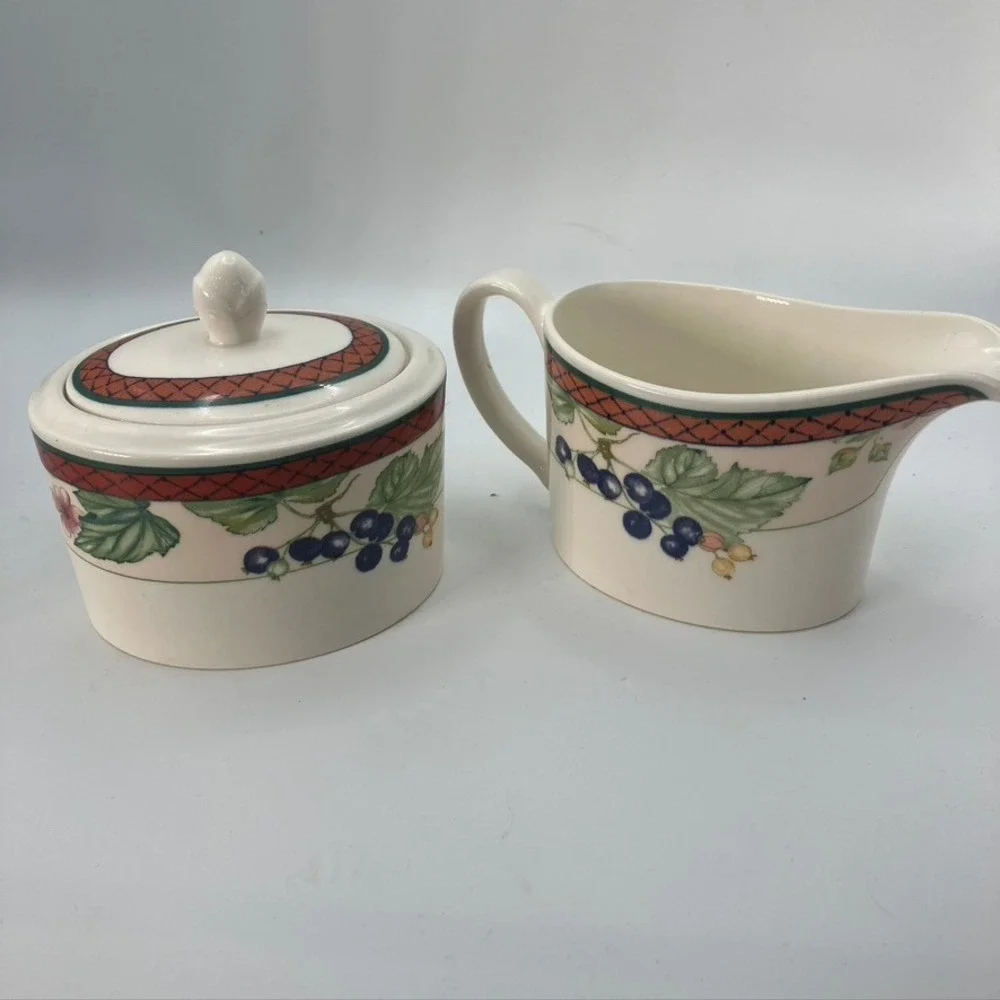 Johnson Brothers Autumn Grove Creamer & Sugar Set Made‎ in England Vintage 90's
